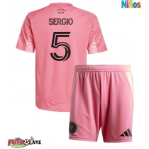 Camiseta Inter Miami Sergio Busquets #5 Primera Equipación para niños 2025-26 manga corta (+ pantalones cortos)